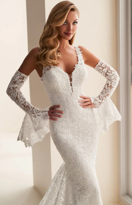 Detached Floral Lace Flare Wrist Slim Style Sleeves
