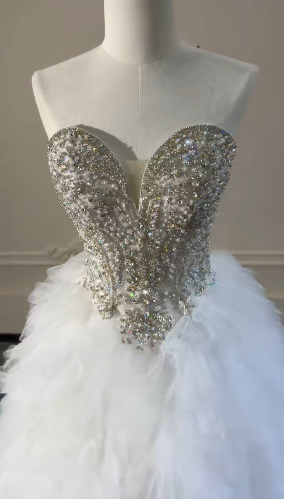 Strapless Multi Beaded Sweetheart Blue Ombre Multi Layered Gown With Lace Up Enclosure