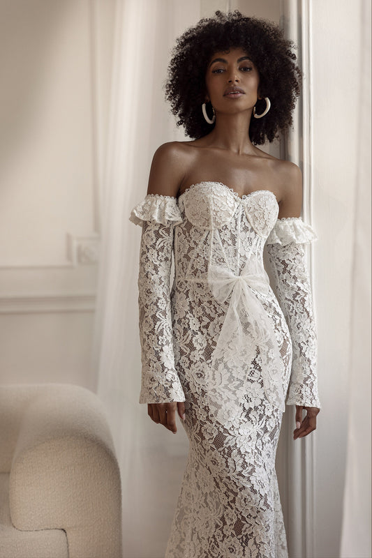 Detached Sophisticated Lace Ruffle Bicep 3/4 Sleeves