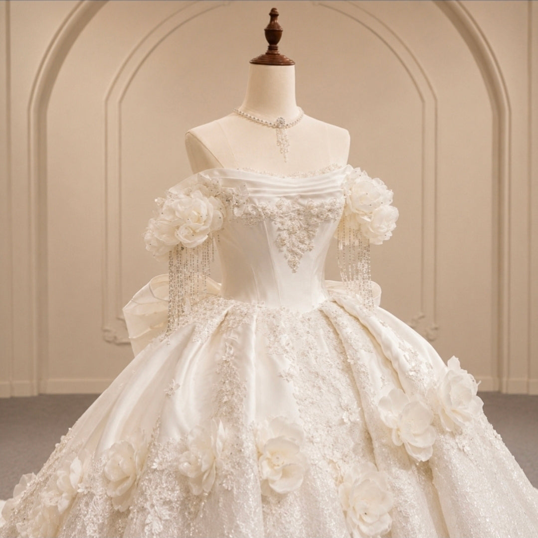 Bold & Beautiful Off The Shoulder Draped Beading 2026 Sweetheart Laced Bridal Gown