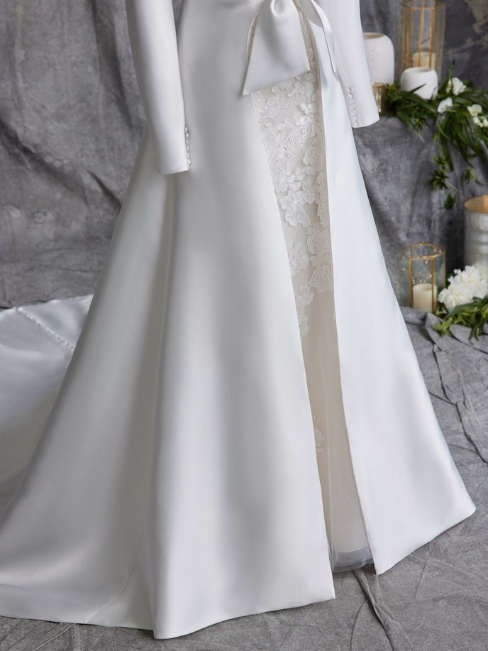 Beautiful Satin Bow Knot Front Tied Bridal Special Occasion Long Sleeve Jacket