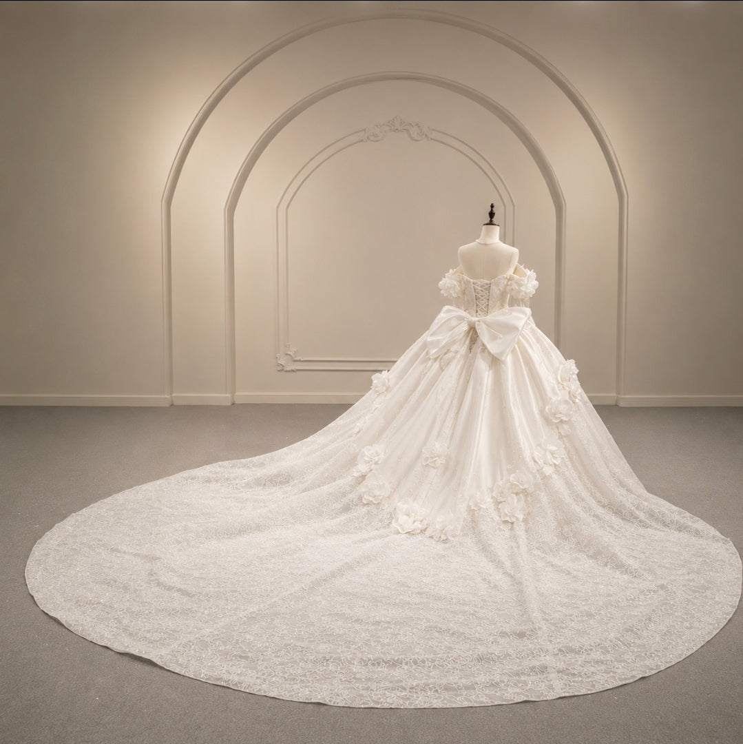Bold & Beautiful Off The Shoulder Draped Beading 2026 Sweetheart Laced Bridal Gown