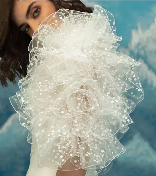 Detached Spotted Layered Ruffle Sleeves