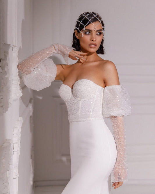 Detached Shimmering Puff  Sleeves