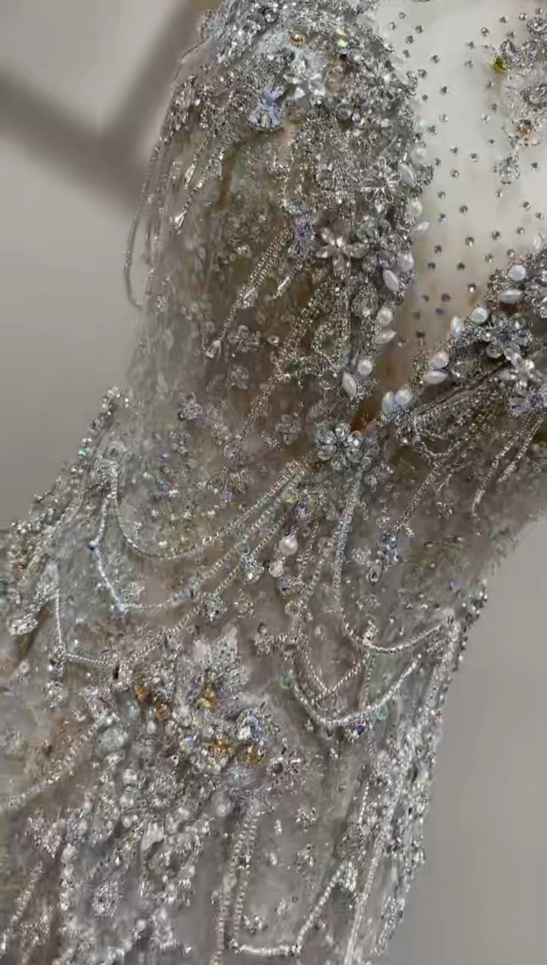 Multi Faceted Beaded Sequinned Halter 2026 Mermaid Gown With Layered Lower Skirt