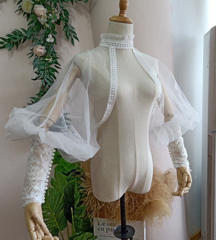 Detached Boho High Neck Floral Bolero Sleeves