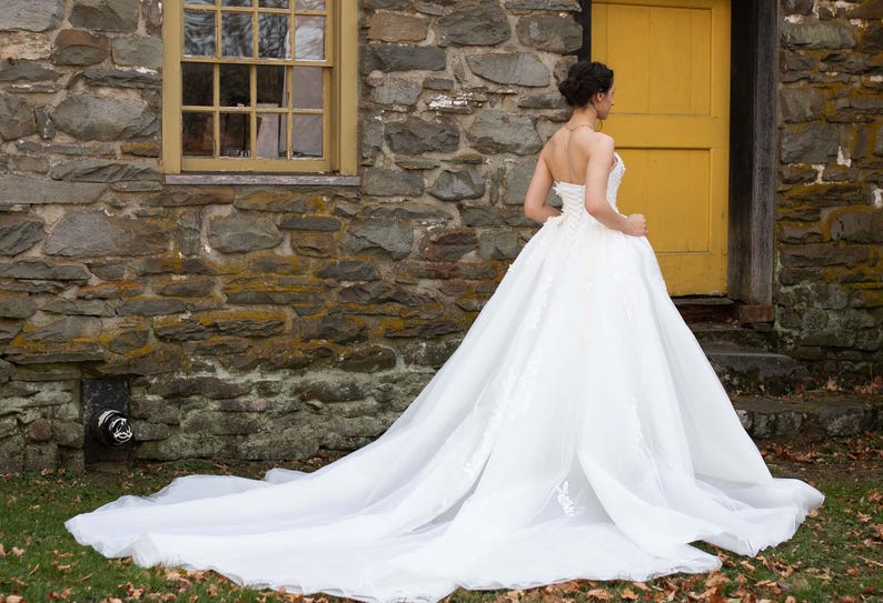 Sexy And Timeless Strapless Sweetheart Floral Appliqué Bridal A-Line Ball Gown