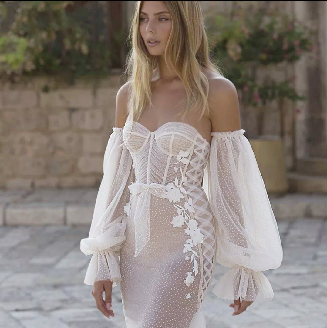 Detached Charming Dotted Tulle Sleeves