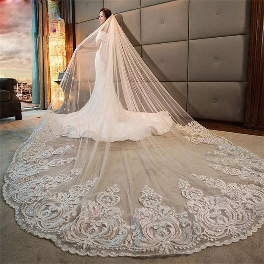 Gorgeous Lace Appliqued Cathedral Veil