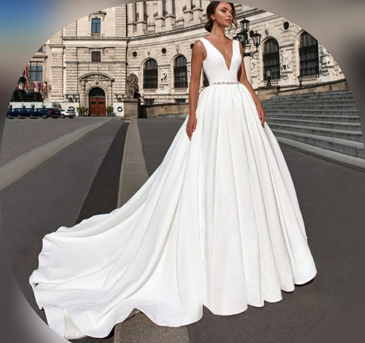 Sleeveless A-Line Rhinestone Embellishment Waisted Gown