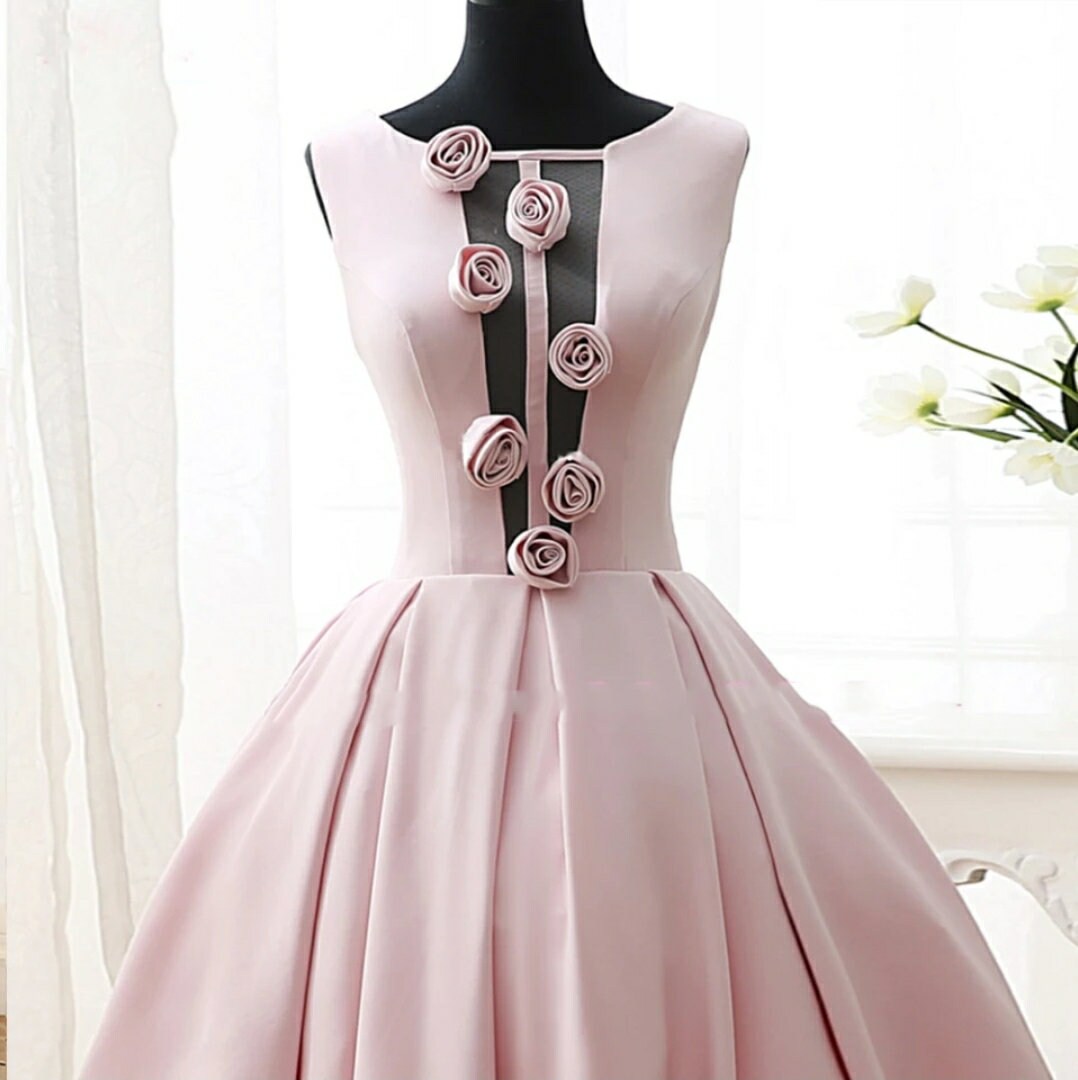 3D Roses Tea Length Dress