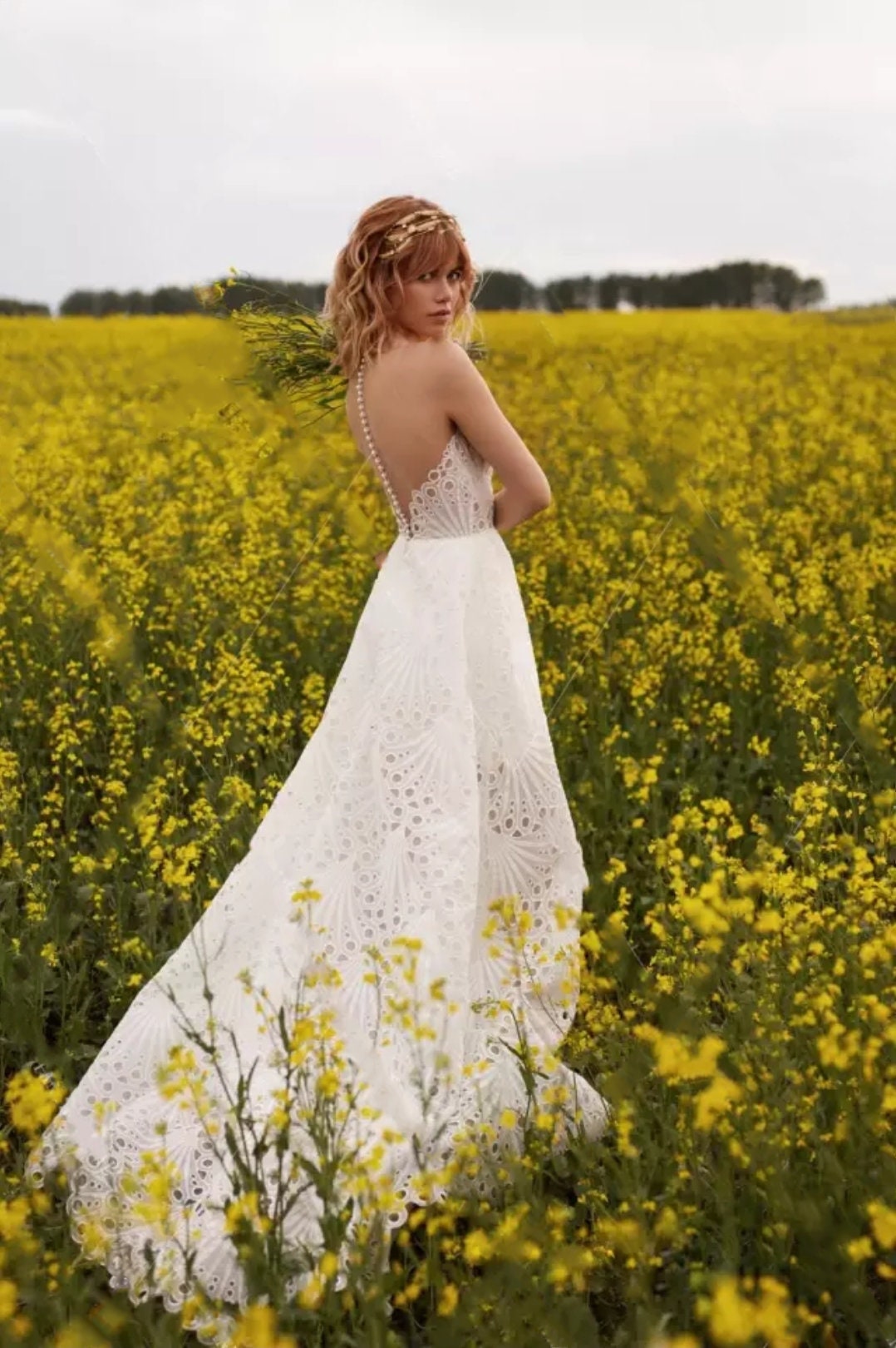 Sleeveless Lace Shell A-Line Wedding Gown