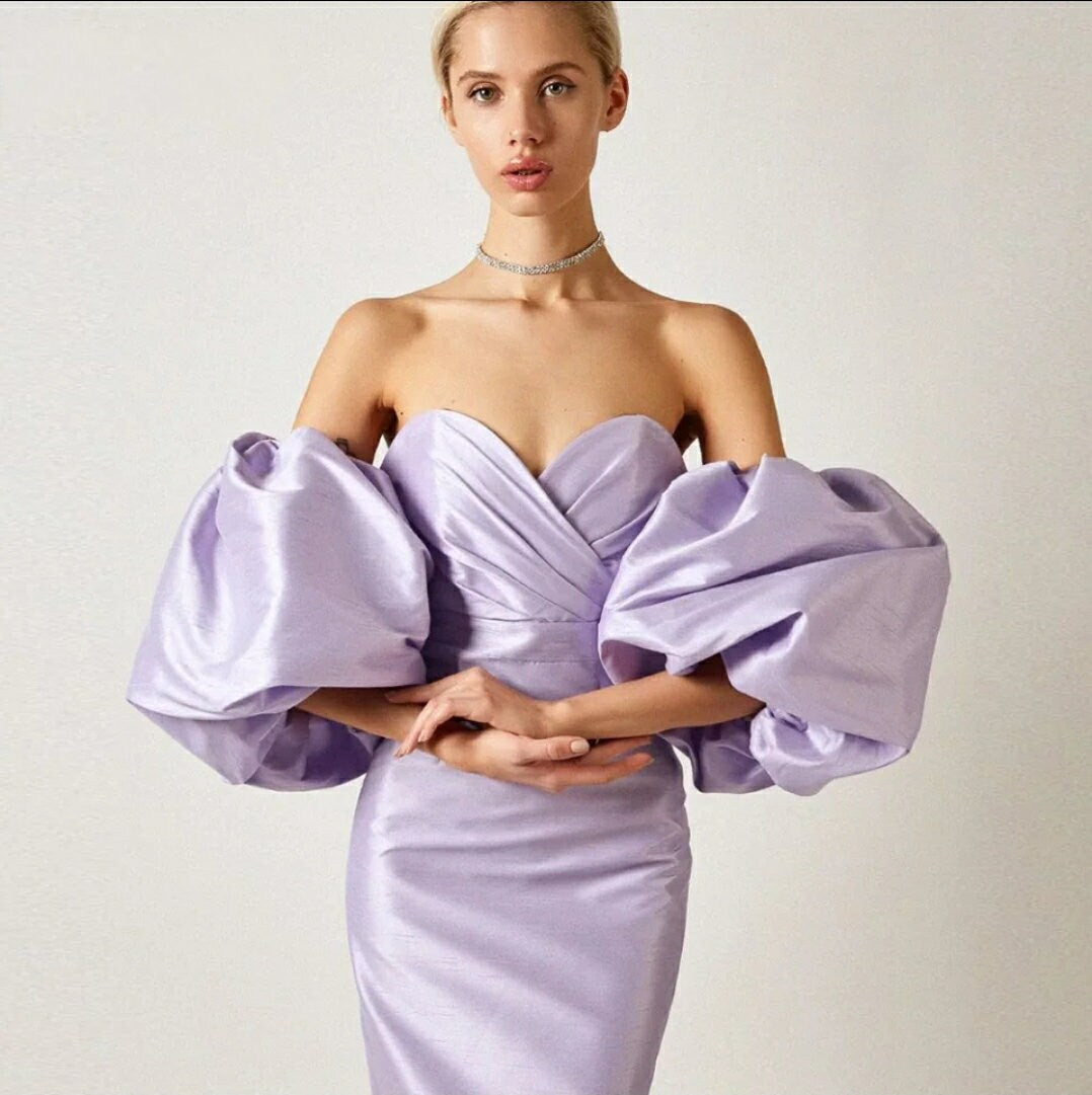 Voluminous Detached Satin Half Bridal Sleeves