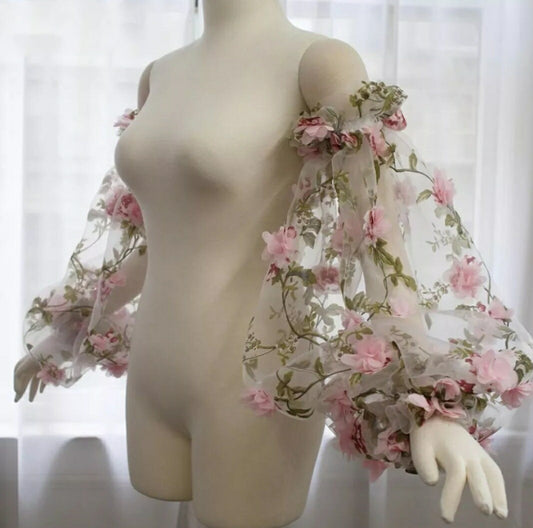 3D Delicate Floral Vine Detached Sleeves