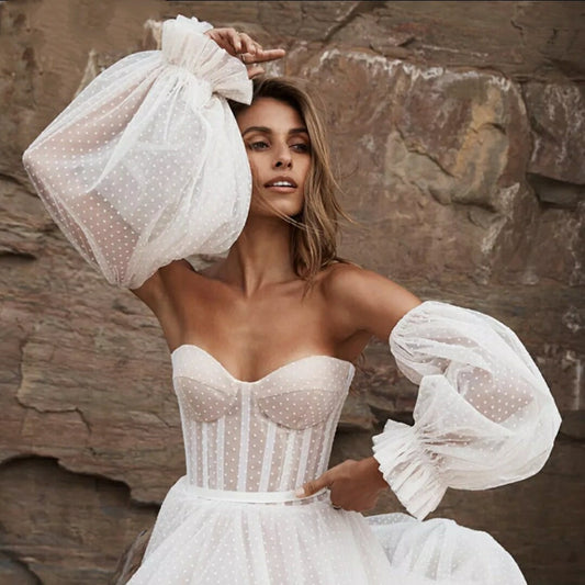 Dotted Tulle Detached Bridal Sleeves