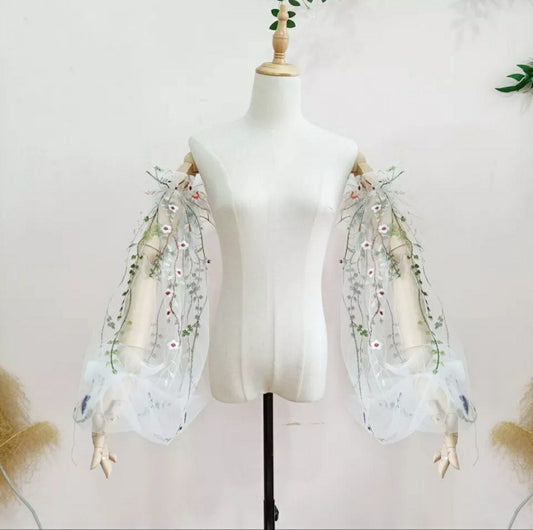 Detached Embroidered Spring Meadows Full Sleeves- Puff/Flare Style