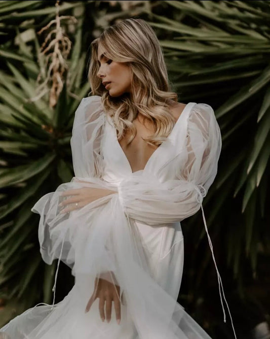 Whimsical Marie Style Irregular Full Bridal Sleeves
