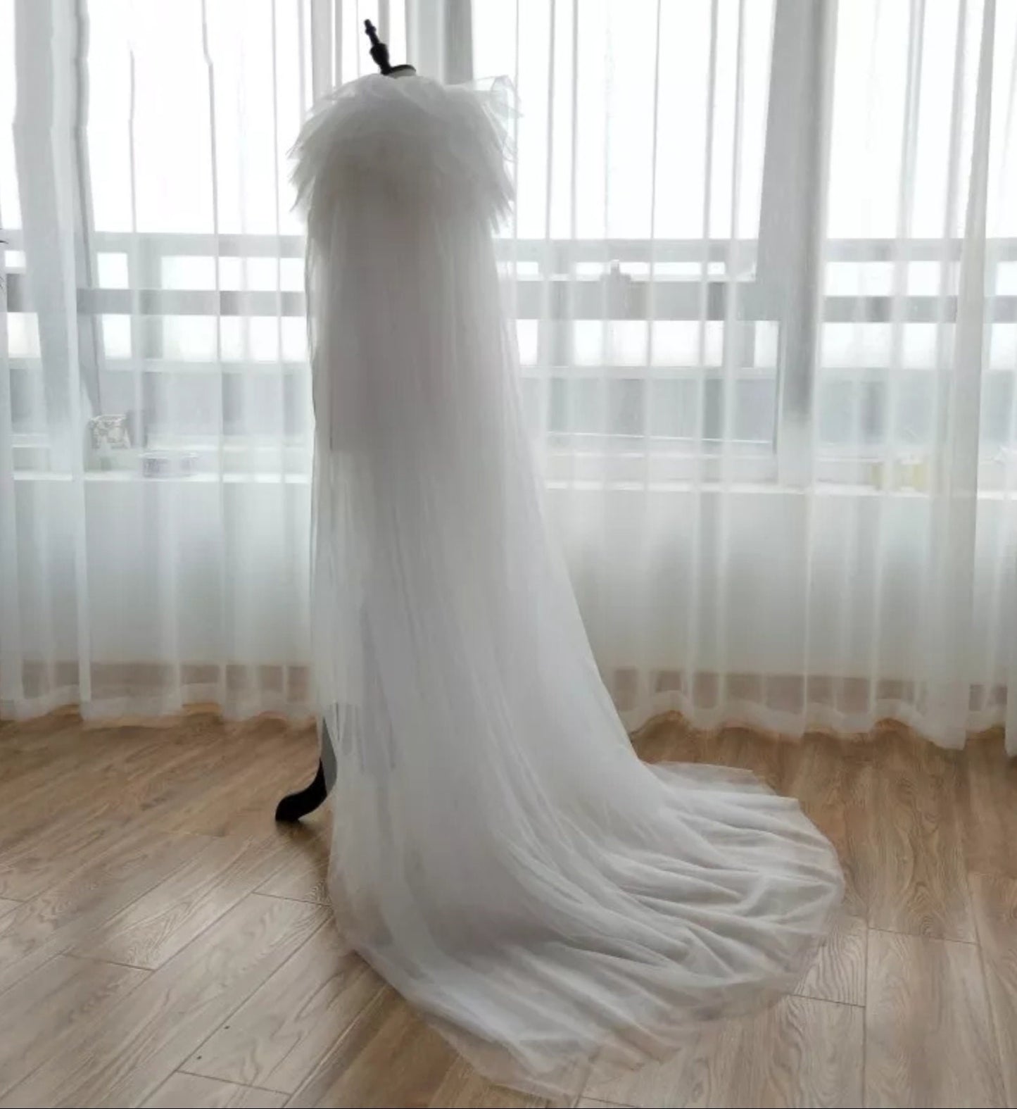 Layered Ruffle Tulle Bridal Cape