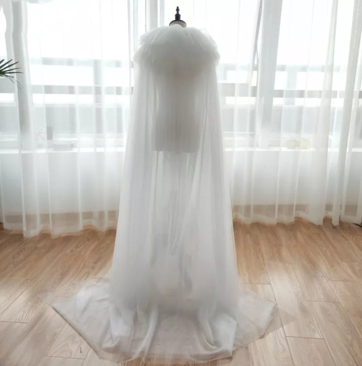 Layered Ruffle Tulle Bridal Cape