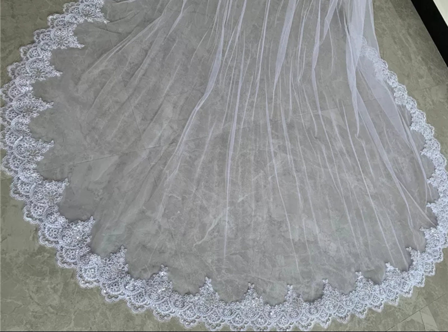 Lace Sequined Double Tier Veil