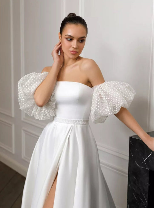 Detached Short Puff Dotted Tulle Sleeves