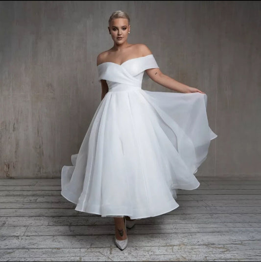 Tea Length Off The Shoulder Dress