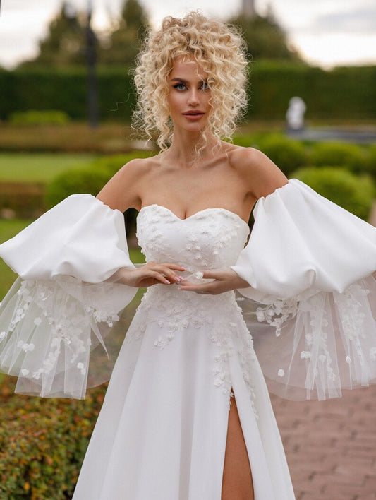 Detached Puff Lilly Of The Valley Tulle Draped Dramatic Sleeves
